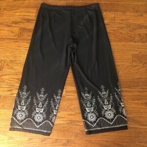 Sheer Culottes Pants Black Medium Embroidered Capri Whimsigoth‎ Boho Dark Fairy